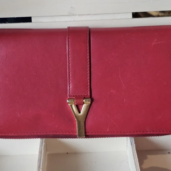 YSL Yves Saint Laurent 2014 "Y" Ligne "Chyc" Continental Wallet w/Wristlet - Picture 3 of 11